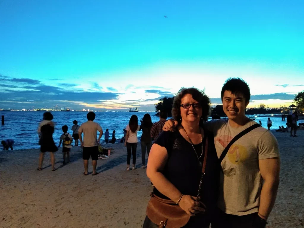 Mary and Cliff by the ocean in Singapore