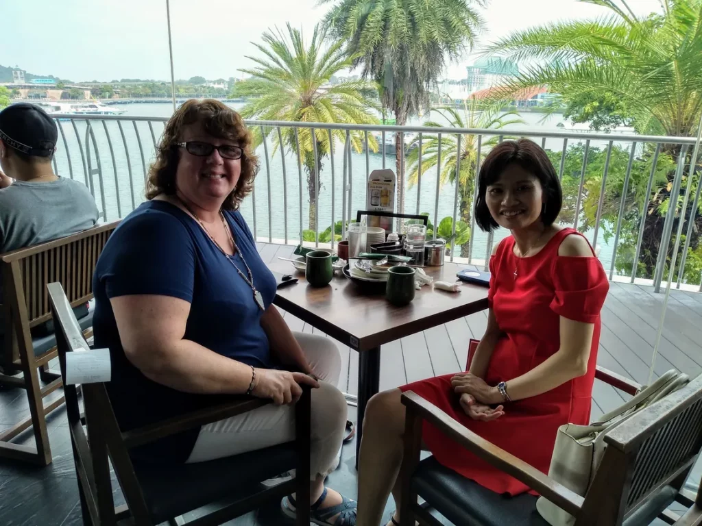 Mary and Magdalene in Singapore eating a meal together!
