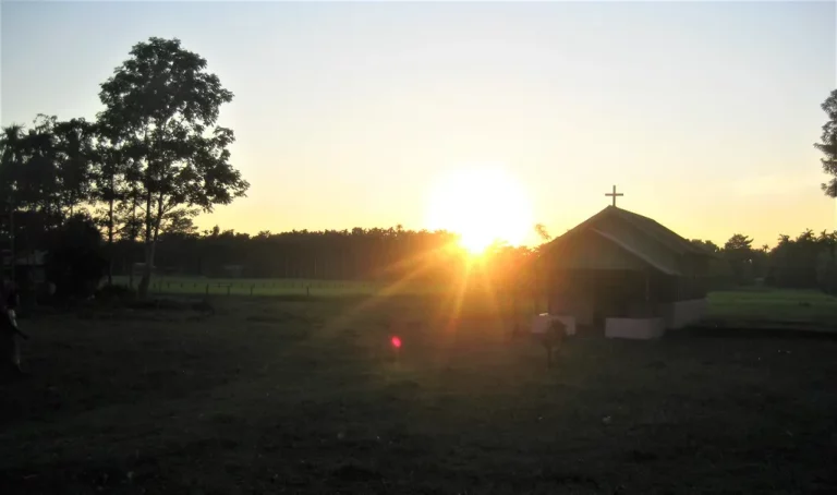 Sundown in a beautiful village in the jungle area.
